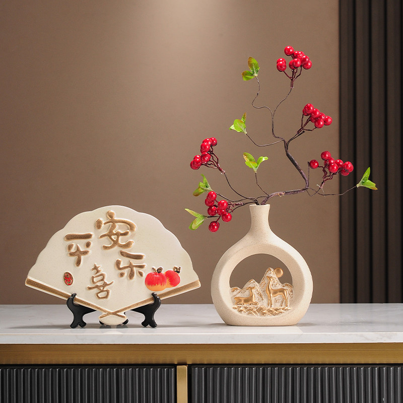 新中式陶瓷花瓶客厅插花入户玄关装饰品摆件茶桌电视柜高级感高档