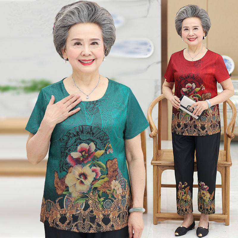 老年人夏装女奶奶装套装短袖60-70岁中老年人衣服妈妈夏装两件套|ruв категории Женская одежда, в пожилых женщин - от Buy2taobao.com для оказания профессиональной услуги покупки агента Taobao
