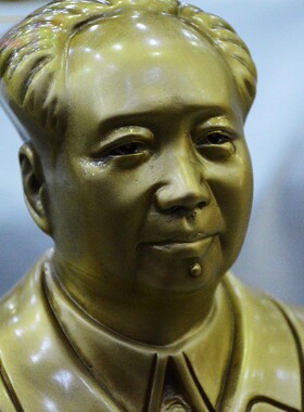 主席风衣像 家居雕塑毛爷爷客厅摆设 丰圆全身黄铜背手铜像.4