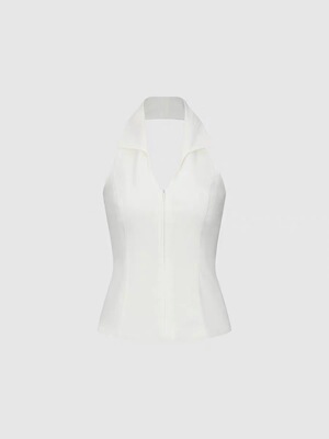 SH&UR2026春季新款女装都市酷飒翻领V领拉链修身吊带衫UYU260020#