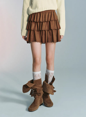 SH&UR2026春季新款女装琥珀流光风镂空蛋糕超短款半裙UYU560001