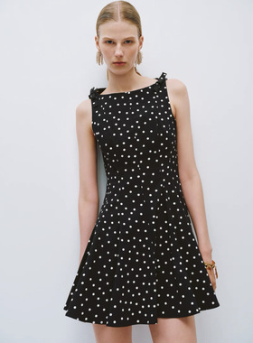 SH&UR2026夏季新款女装法式波点蝴蝶结收腰无袖连衣裙UWG760031+