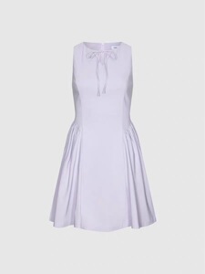 SH&UR2026春季新款女装休闲绑带斜向捏褶圆领无袖连衣裙UYY760068