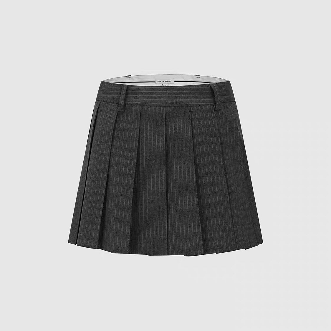 SH&UR2026春季新款女装都市学院风条纹百褶超短半裙UYU560019