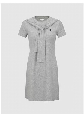 SH&UR2026春季新款女装法式休闲绑带刺绣修身短款连衣裙UYY760026