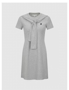 SH&UR2026春季新款女装法式休闲绑带刺绣修身短款连衣裙UYY760026