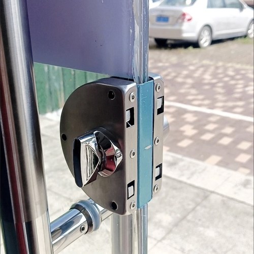 不锈钢玻璃门锁推拉门玻璃锁插销双开门办公室无框锁月牙单开