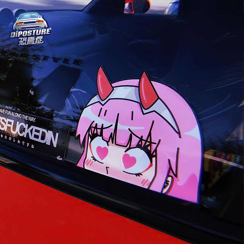 汽车贴纸jdm卡通动漫爱心眼睛02痛车贴 三角窗车窗贴防水反光贴纸