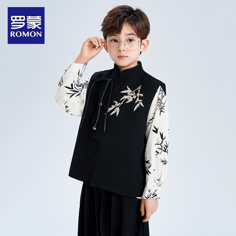 罗蒙男童新中式西装花童礼服