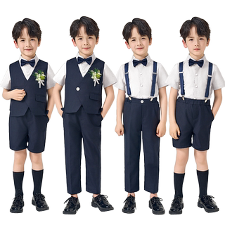 罗蒙儿童西服男童礼服套装英伦风男宝周岁生日宴会西服钢琴演出服