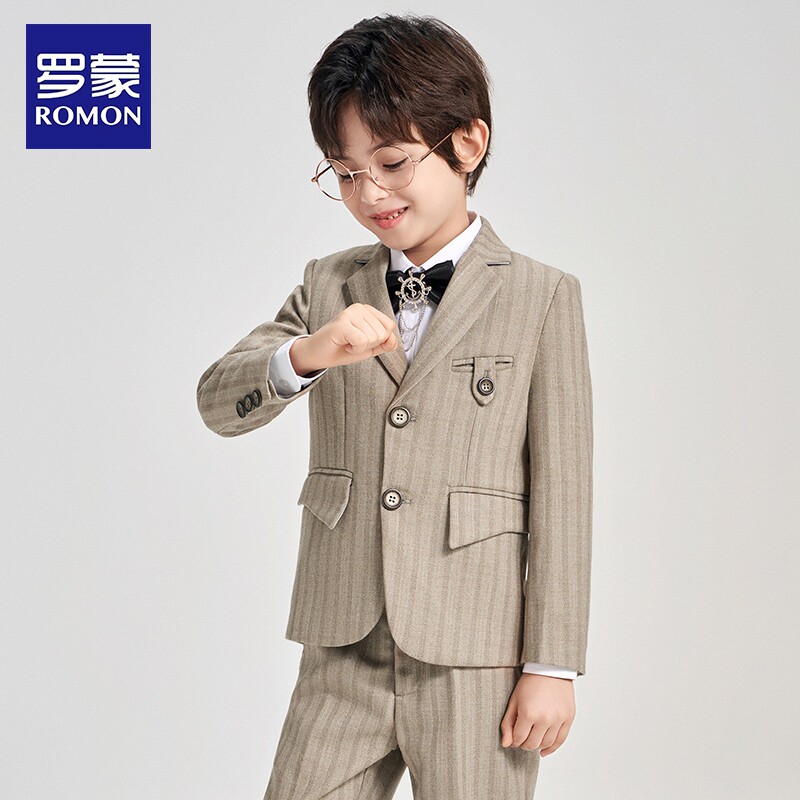罗蒙儿童西装套装秋冬男童主持人礼服钢琴演出服男孩西服外套英伦