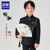 2026演出服 青少年汉服主持人新中式 罗蒙男童唐装 中国风西服中山装