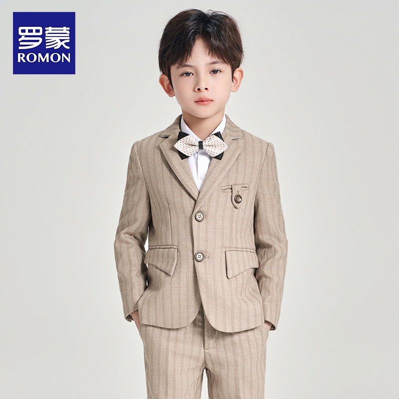 罗蒙儿童西装套装英伦花童男童主持人礼服钢琴演出中大童西服外套