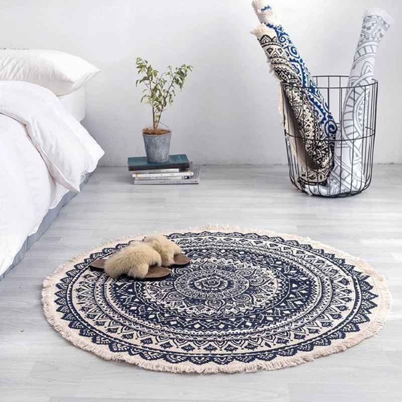 Morocco Round Carpet Bedroom Boho Tassel Rug Floor Mats 居家布艺 家用脚垫 原图主图