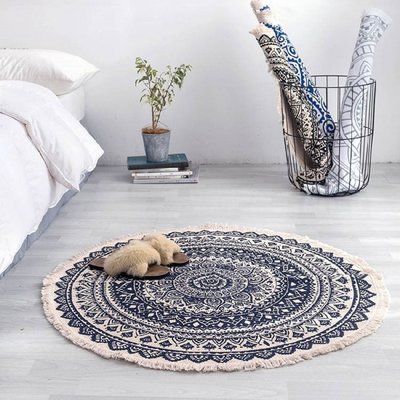 Morocco Round Carpet Bedroom Boho Tassel Rug Floor Mats