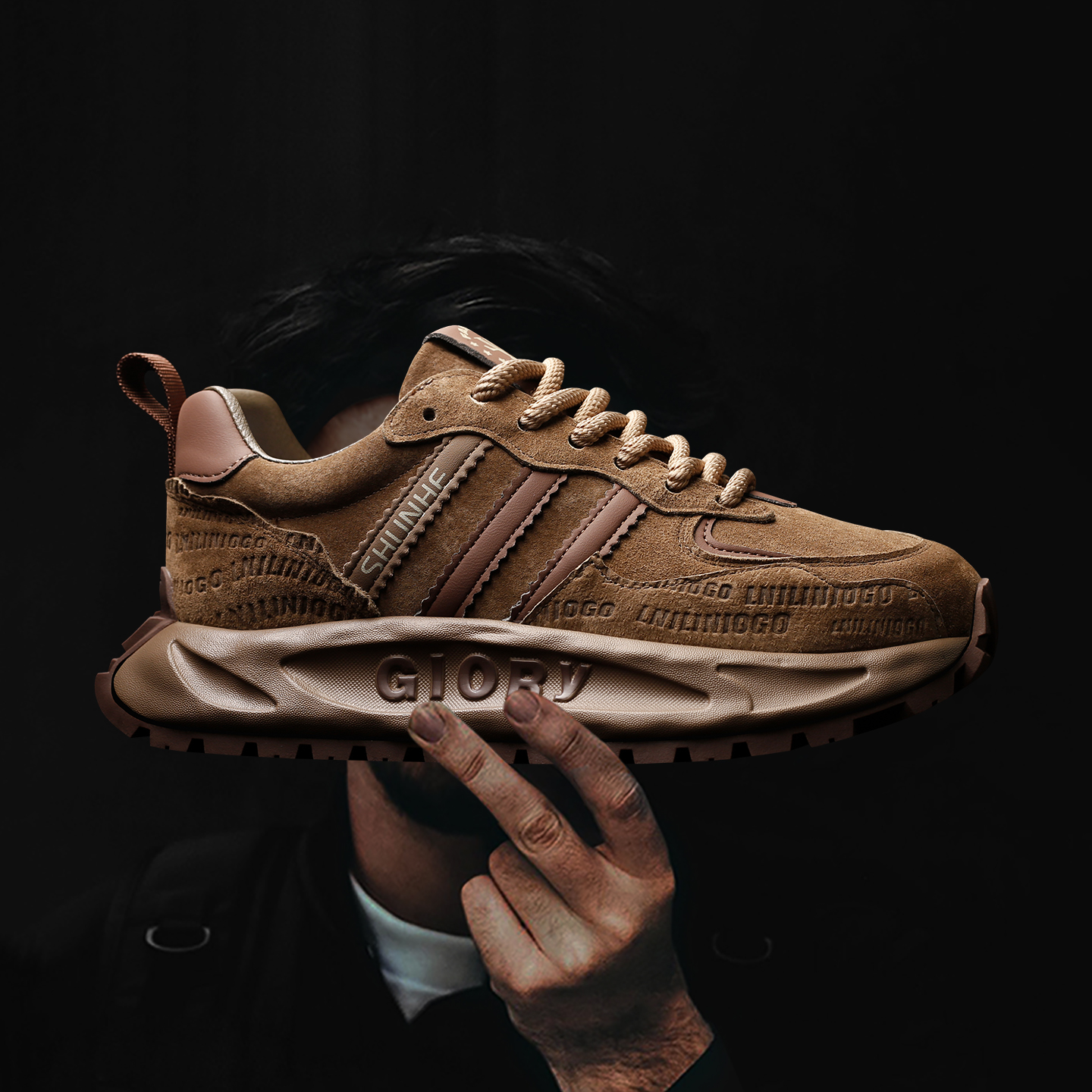 经典三条杠男鞋复古质感磨砂全皮阿甘鞋日系运动休闲鞋男百搭款潮