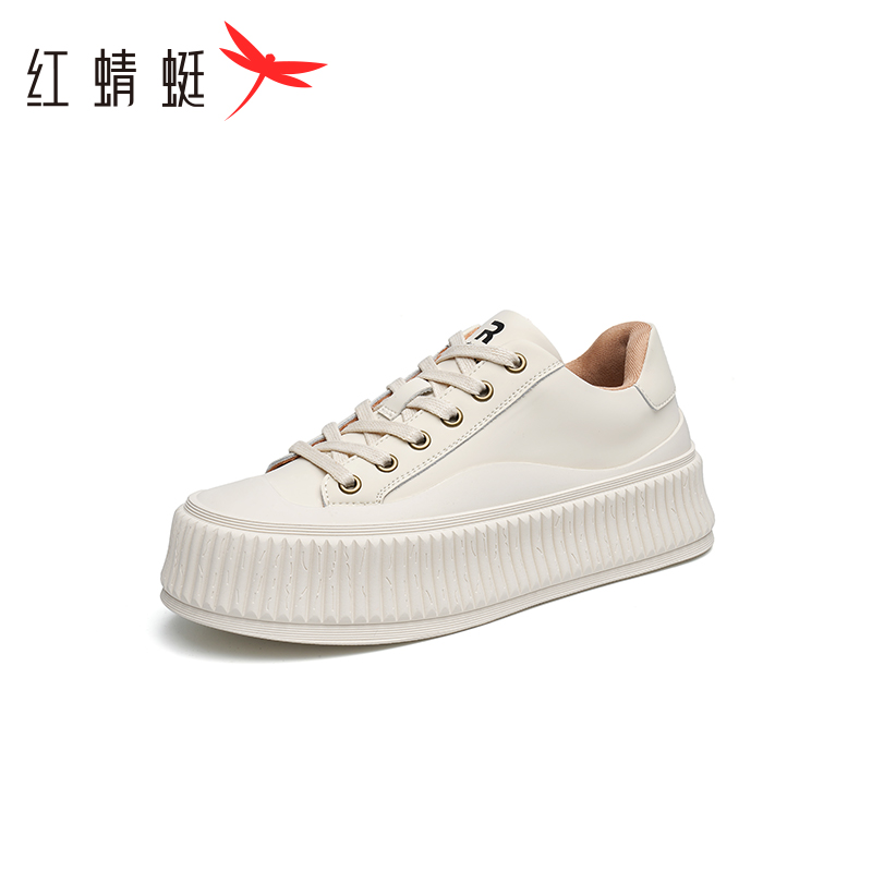 REDDRAGONFLY/红蜻蜓女士厚底轻便舒适透气系带休闲板鞋WTB13669
