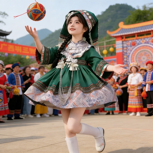 广西三月三壮族服装女童2026新款幼儿园歌圩节表演服饰壮服舞台装