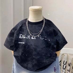 男童宝宝短袖t恤2026新款儿童夏装潮流酷半袖上衣痞帅风时髦黑色