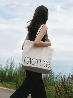 CACTUSS印花大号购物袋帆布袋大容量经典款包包托特包