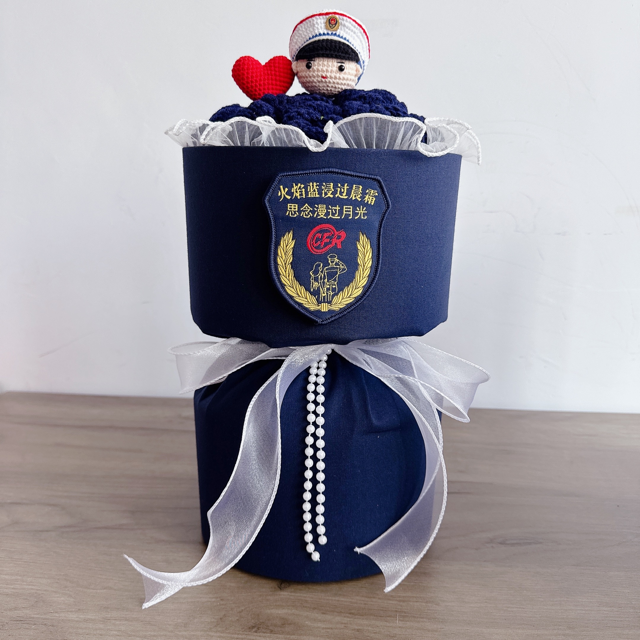 119消防宣传文化创意花束火焰蓝花束38女神节礼物送家属女友消嫂