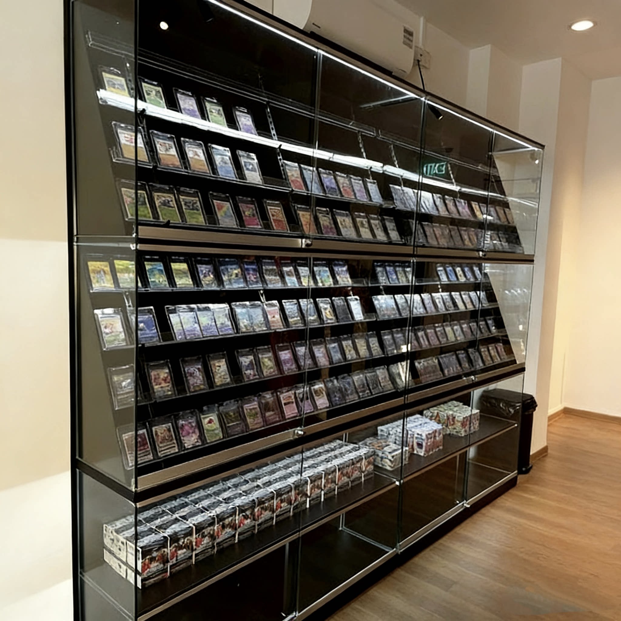 专业多层卡牌展示柜宝可梦卡评级卡集卡收藏带灯透明玻璃门展柜