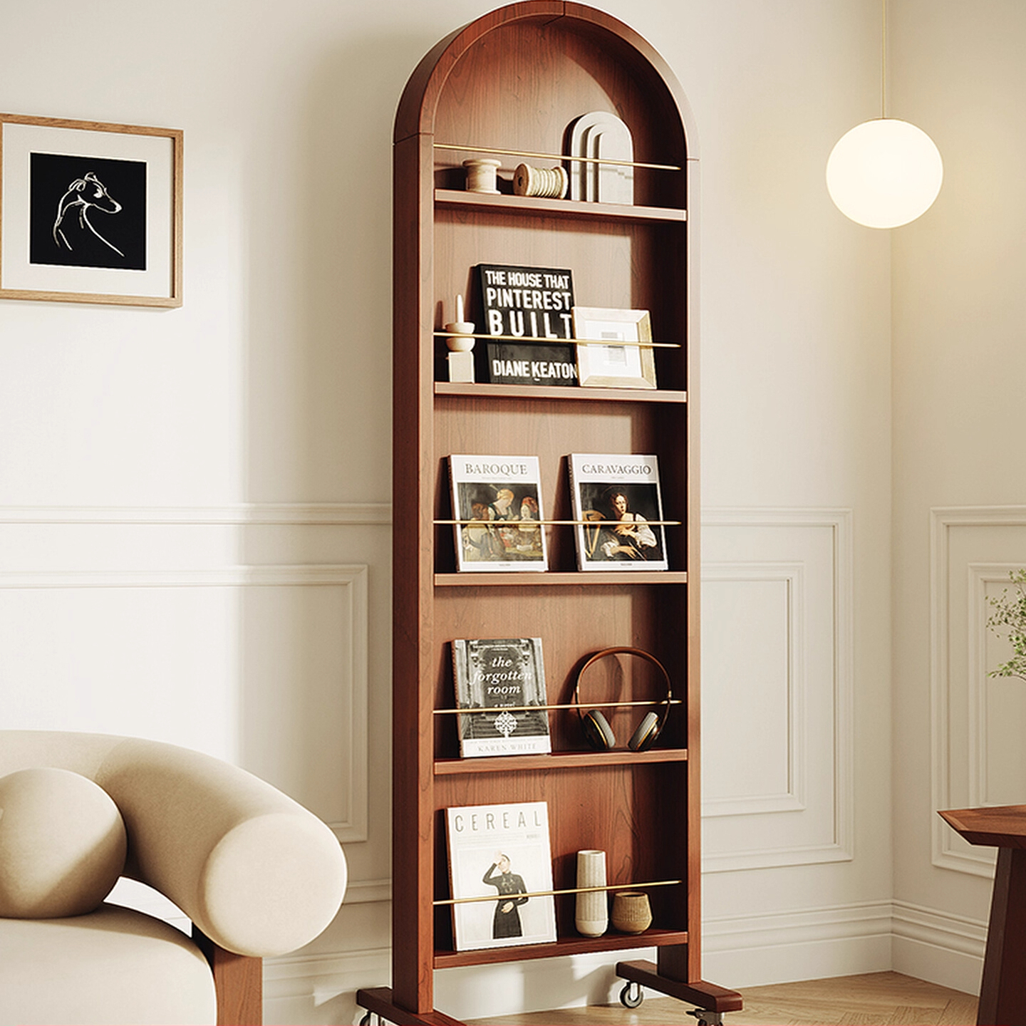 中古风全实木可移动全身镜