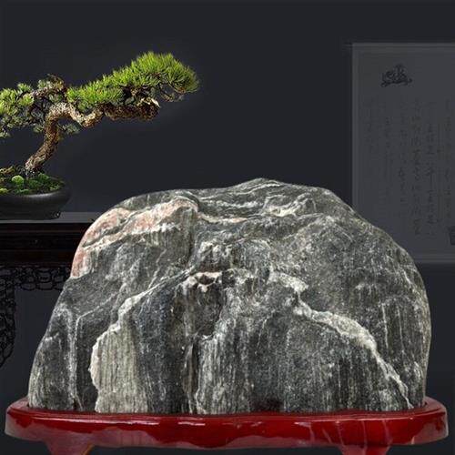 天然泰山石敢当室内外补角办公室原石靠山石观赏奇石客厅摆件绢花