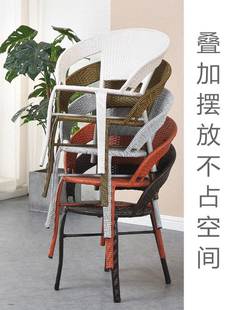 藤椅单人靠背椅编织家用阳台老人休闲庭院室外简约户外小腾桌椅子
