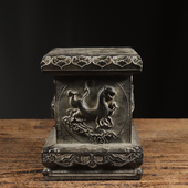 仿古石雕天然青石民俗怀旧手工雕刻四神兽柱墩石墩茶壶底座摆设