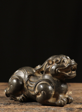 仿古石雕天然青石手工复古招财貔貅整石雕刻中式民俗家居装饰摆件