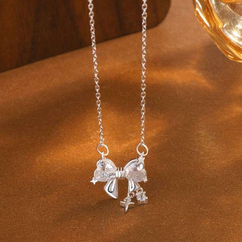 S999纯银蝴蝶系列项链韩版轻奢小众结蝶梦光影锁骨链