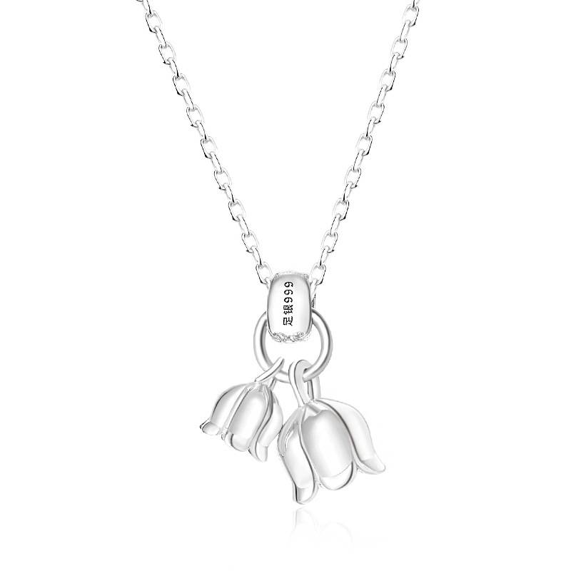 S999足银甜美气质铃兰花项链百搭少女文艺新中式锁骨链