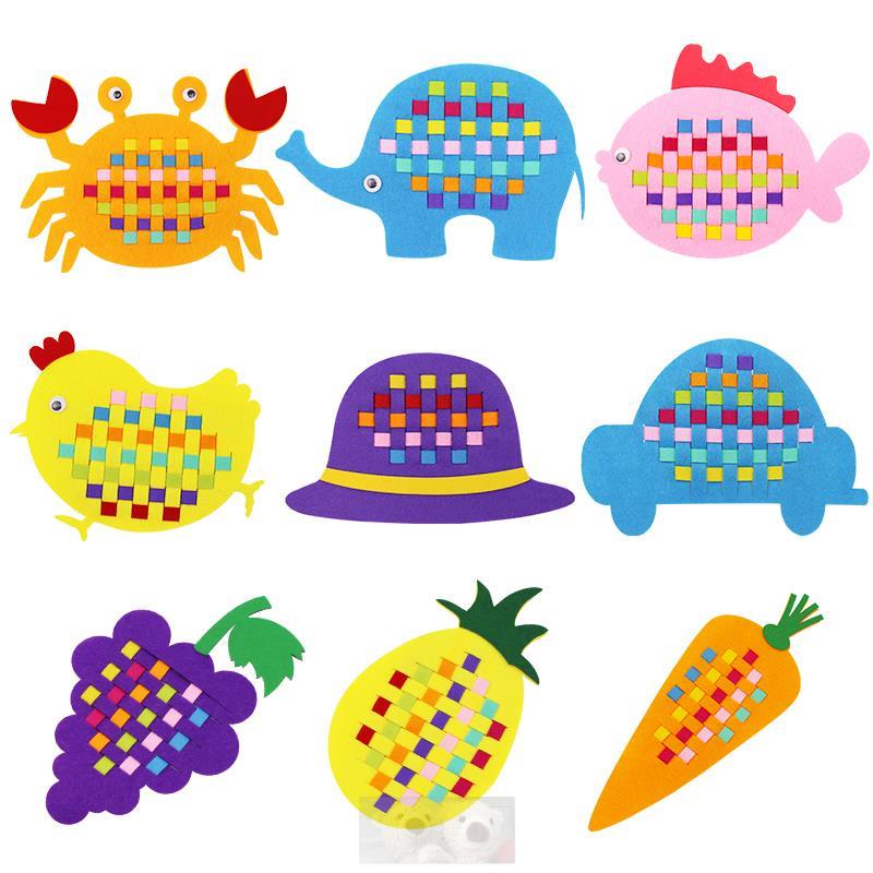 幼儿园区角儿童手工礼物趣味不织布编织条教具材料包益智玩具