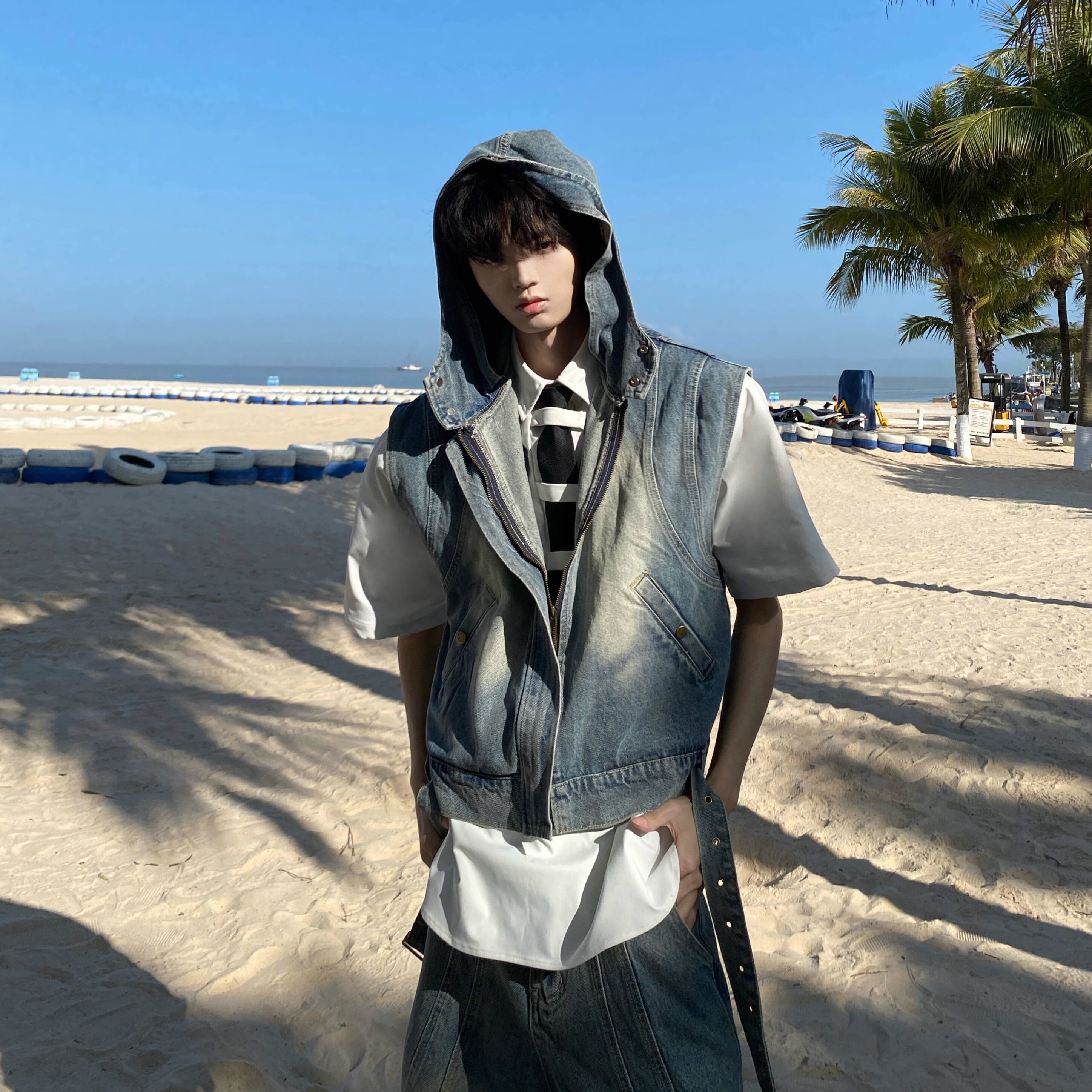 美式复古水洗做旧牛仔马甲男夏季新款宽松休闲百搭无袖坎肩外套潮,男装,常规马甲,淘宝优惠券,粉丝福利购,淘宝优惠卷