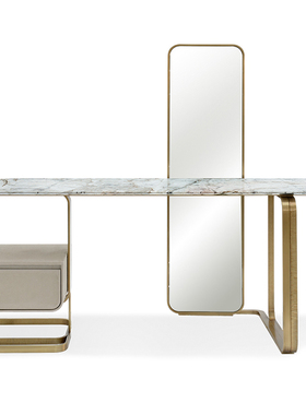 轻奢极简cornelio大理石梳妆台创意设计卧室镜装一体化妆桌定制