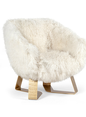 意式轻奢CORNELIO羊羔绒单人椅卧室扶手沙发椅设计师艺术休闲椅