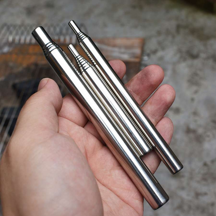 户外不锈钢吹火管吹火筒野营生火工具可伸缩吹火棒Pocket Bellow