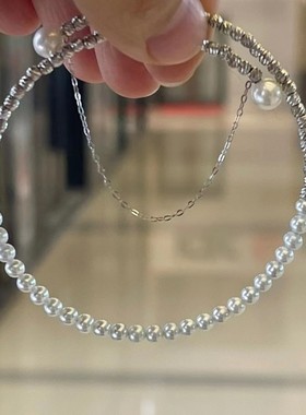 手镯手链女珍珠银饰闪闪手镯