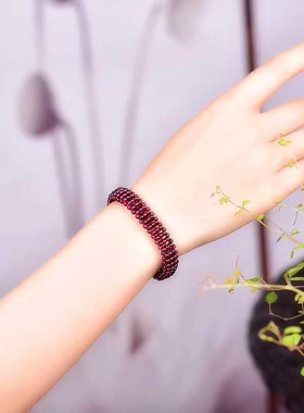 捡漏天然酒红石榴石女女人石编织