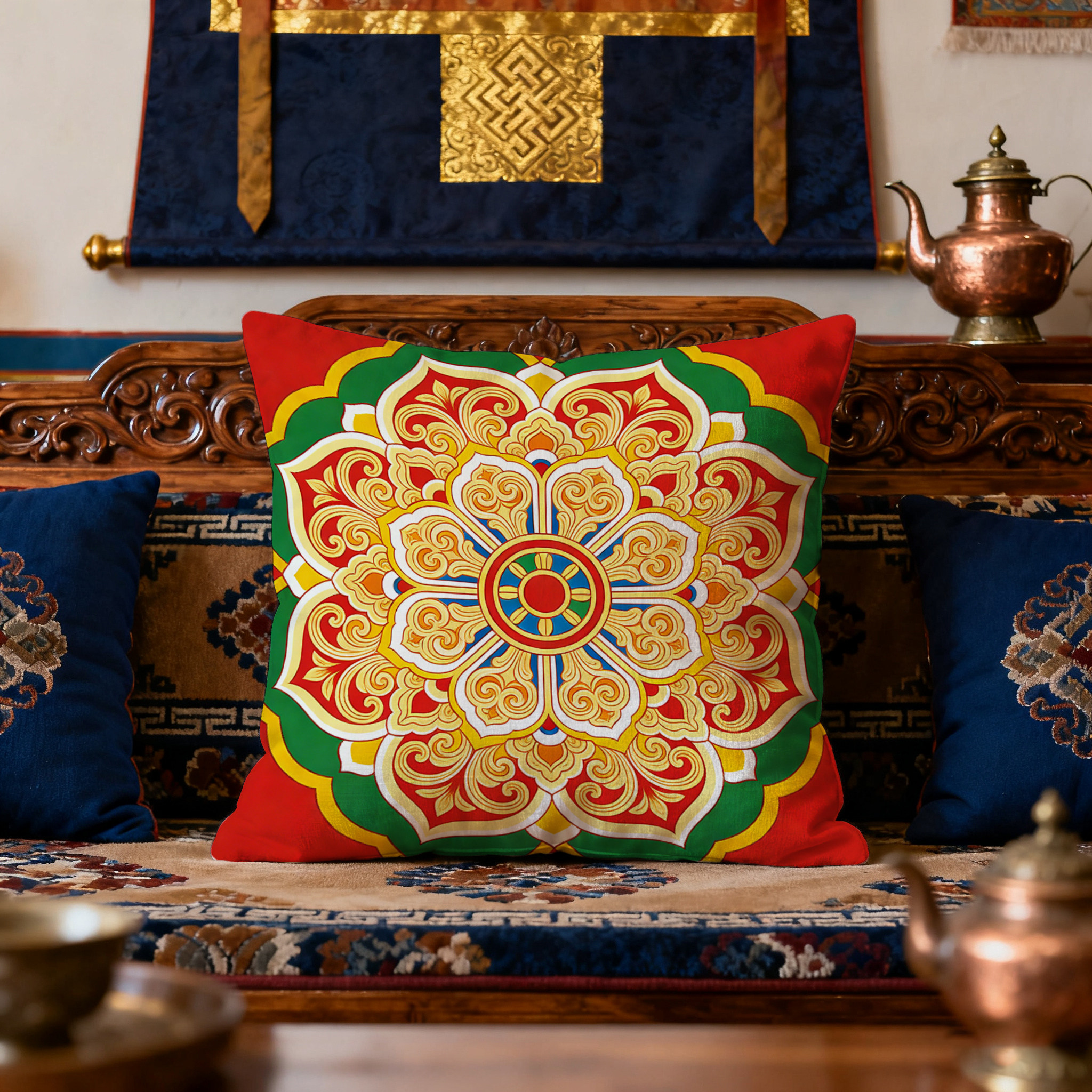 民族风西藏藏式抱枕车枕沙发床上垫子靠枕可拆洗棉麻绒布靠垫靠垫