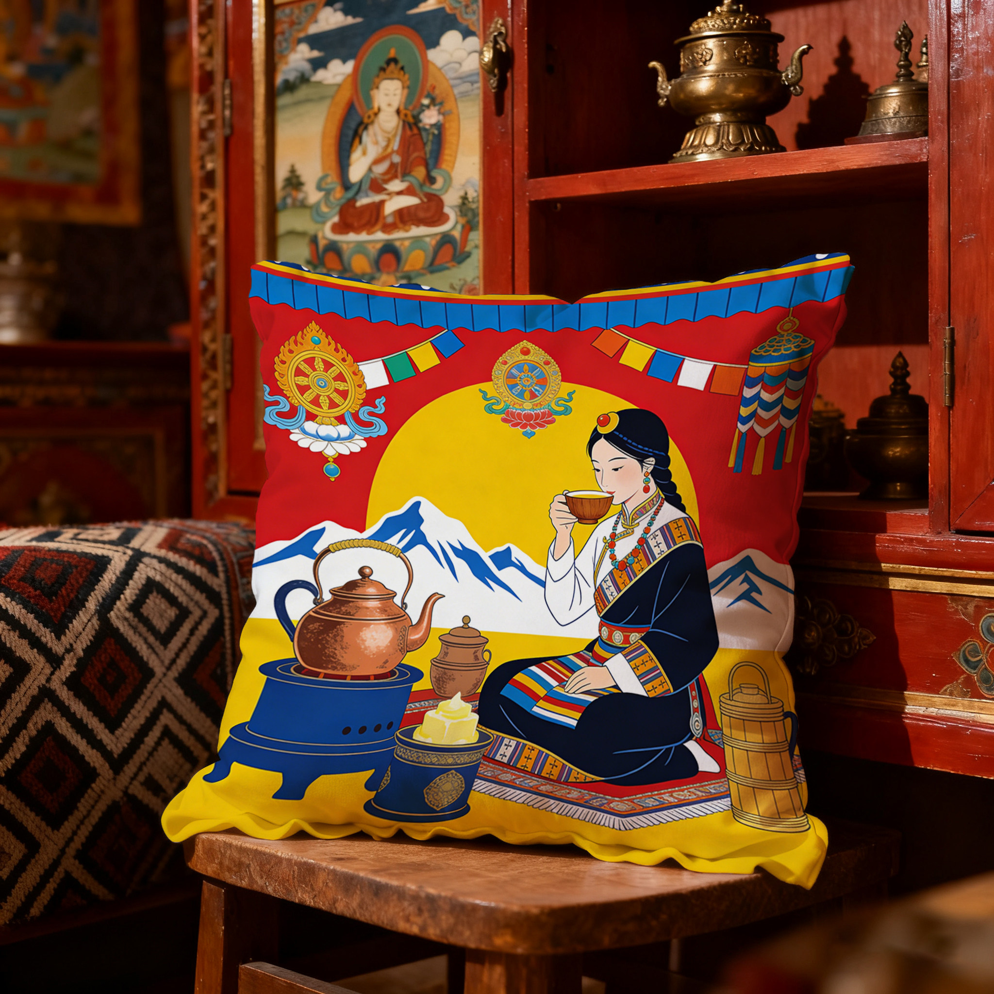 藏式民族风藏族大号棉麻抱枕沙发车用靠垫坐垫靠背床头靠垫可拆洗