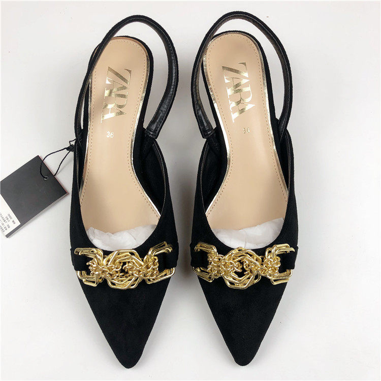 Spain new pattern Women's Shoes 2019 Tip Stiletto Sandals Metal sexy Suede Occupation High-heeled shoesin the Women's Shoes, Sandals  category - from Buy2taobao.com to provide professional Taobao agent buy service