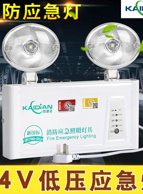 24V低压直流消防应急灯ACDC36V48V弱电国标LED安全出口照明双头灯