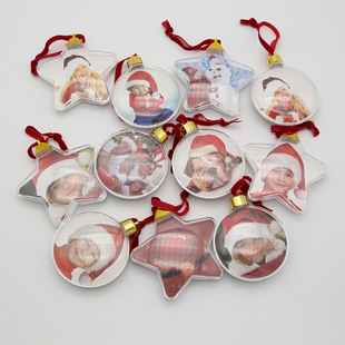 2pcs Christmas photo ball  pendant transpare picture frame