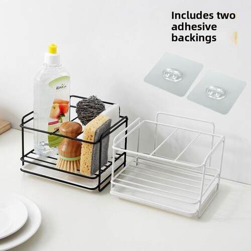 sponge rack storage sink kitchen countertop clean rag steel