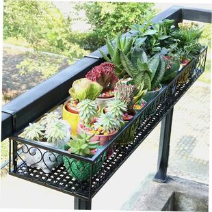 Balcony railing flower rack hanging iron plant shelf frame