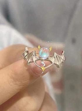 Rings Vintage Moonstone Ring Women's覆古月光石戒指开口可