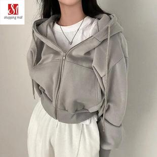 Sweatshirt 2023 Autumn Women Korean Hooded Winter Long Solid