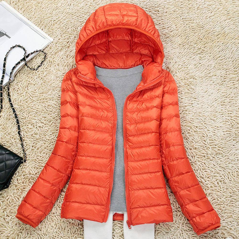 Winter Women Ultralight Thin Down Jacket 轻薄连帽女式羽绒服